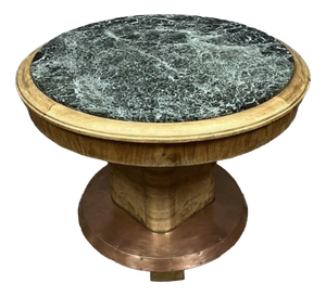 Art Deco Table in Wood and Marble Circular Top, 1930s