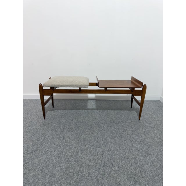 Mid-Century Modern Vintage Italian Wooden Bench in the style of the Reguitti Brothers, 1960 For Sale - Image 3 of 9