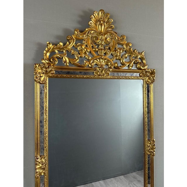 20th Century Louis XV Carved and Gilded Wooden Mirror For Sale - Image 3 of 8