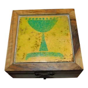 1970s Vintage Menorah Motif Trinket Box