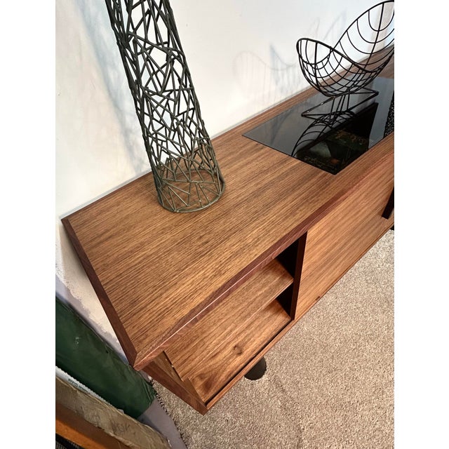Eames Mid Century Modern Walnut Entertainment Console Credenza For Sale - Image 4 of 9
