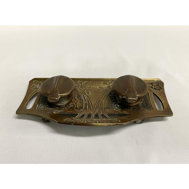Early 20th Century Antique Brass Double Inkwell - By Geschutzt For Sale - Image 5 of 9