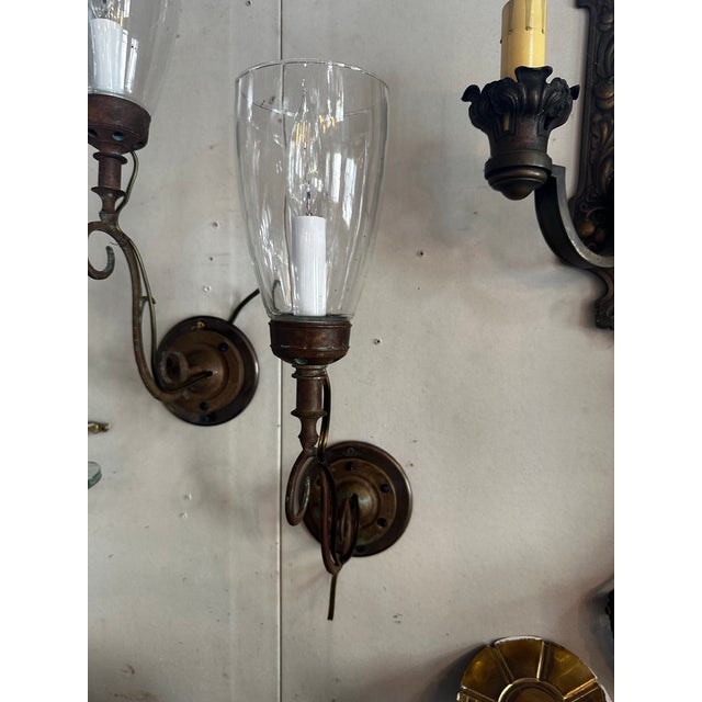 Pair of Vintage Brass Federal Style Wall Sconces For Sale - Image 4 of 5