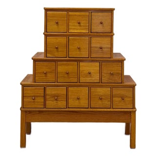 Handmade Vintage Tiered Apothecary Cabinet Fifteen Drawers Antique Style For Sale