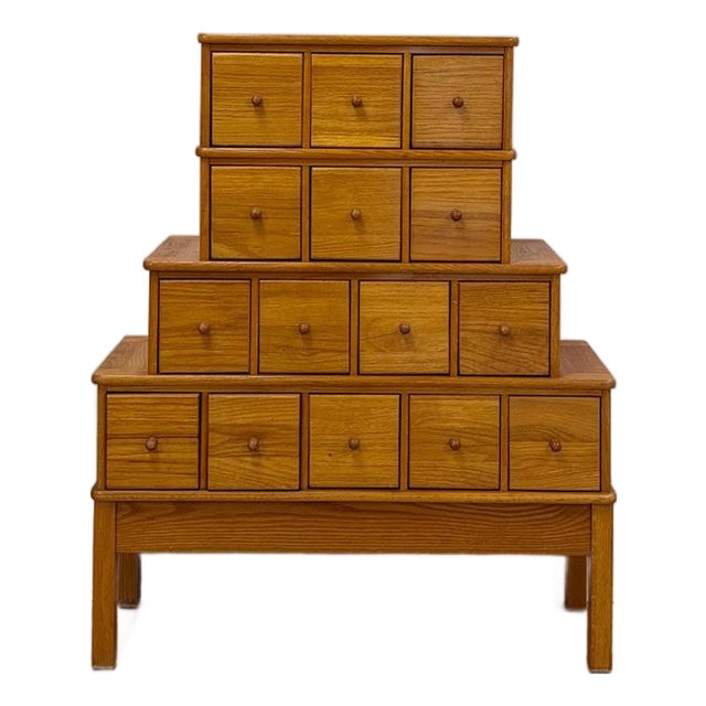 Handmade Vintage Tiered Apothecary Cabinet Fifteen Drawers Antique Style For Sale