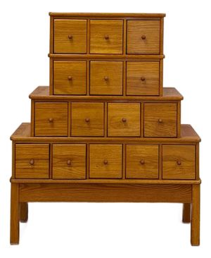 Handmade Vintage Tiered Apothecary Cabinet Fifteen Drawers Antique Style