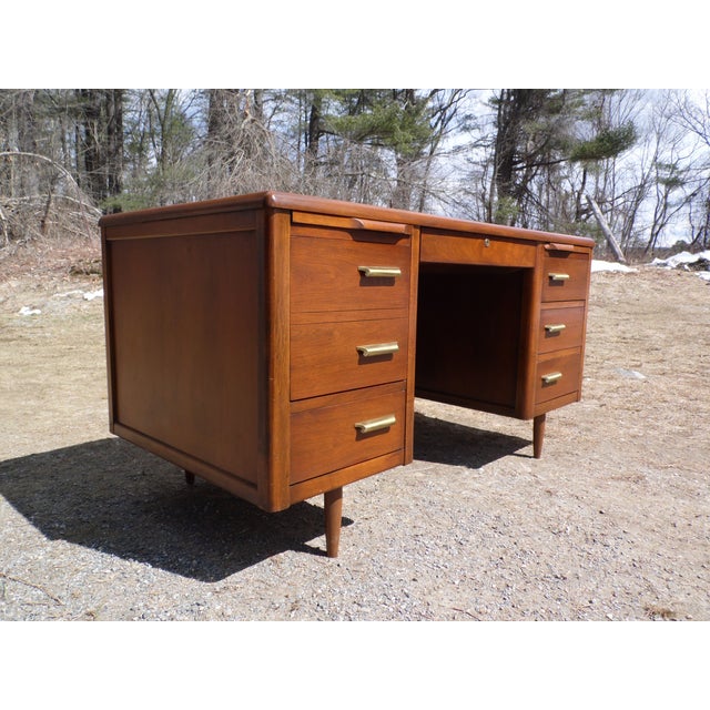 Vintage Mid Century Modern Jofco Jasper Executive Office Tanker Desk