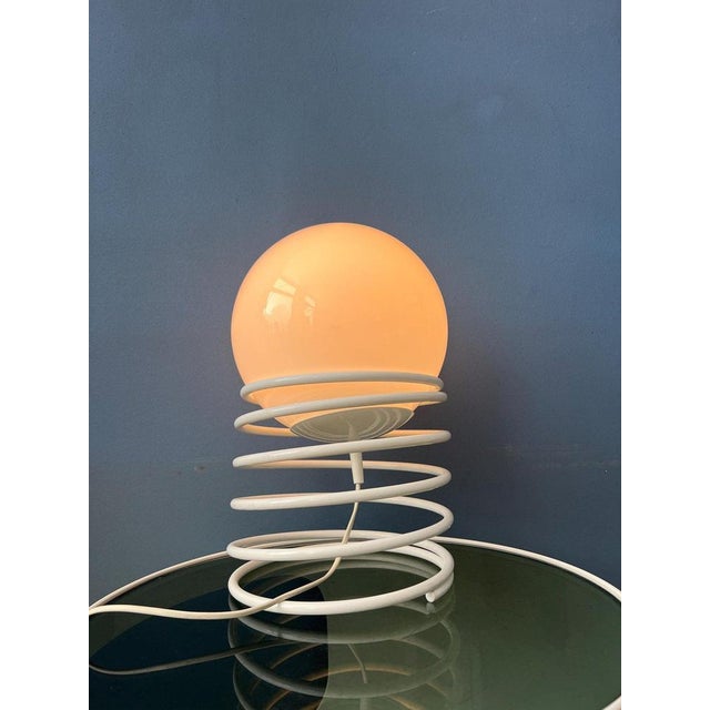 Large Mid-Century Opaline Milk Glass Spiral Table Lamp For Sale - Image 3 of 8