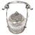 Antique Aesthetic Movement cut-glass and silver-plate sugar bowl with a scrolled handle attached to the caddy and...