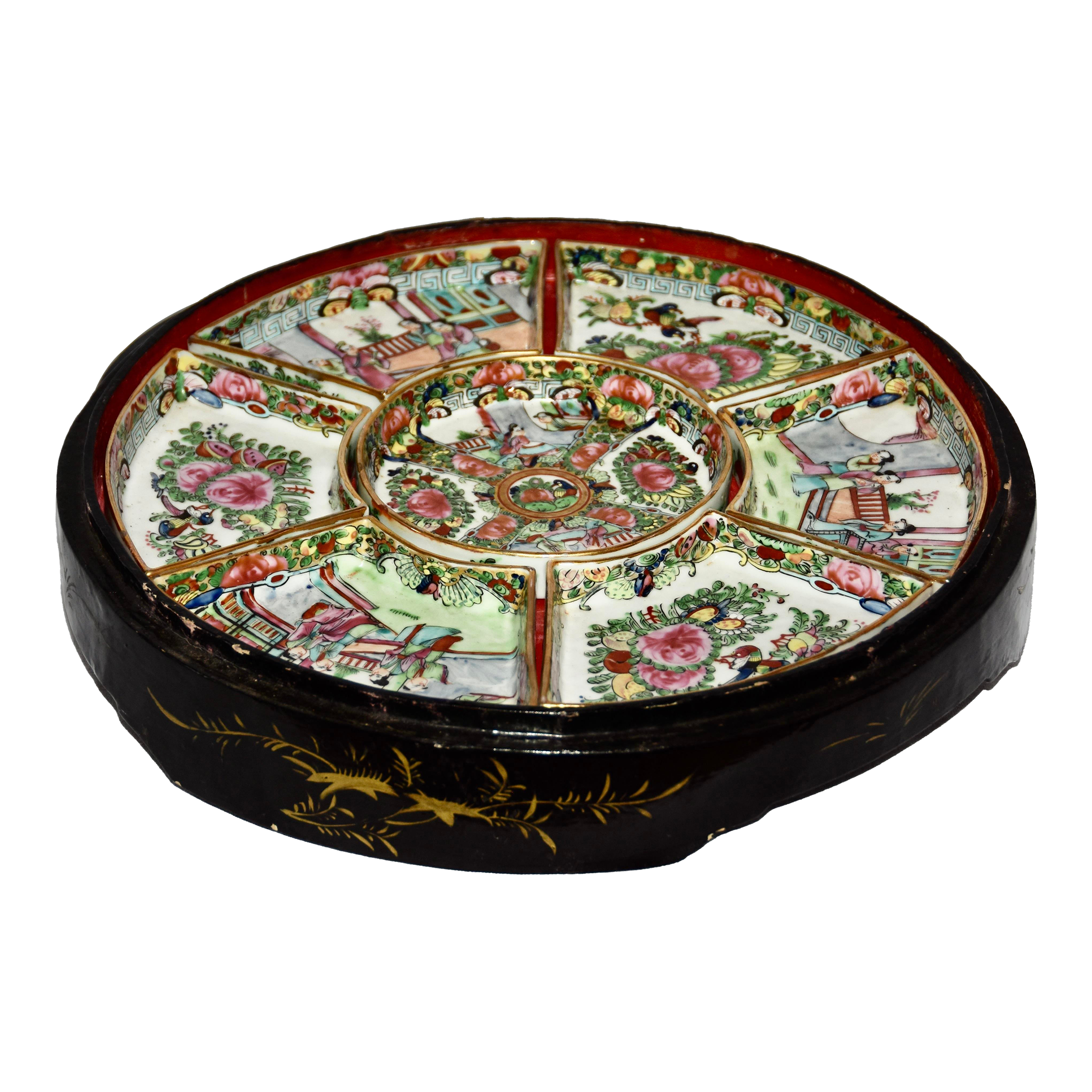 Mid 19th Century Famille Rose Medallion Sweetmeat Condiment 8