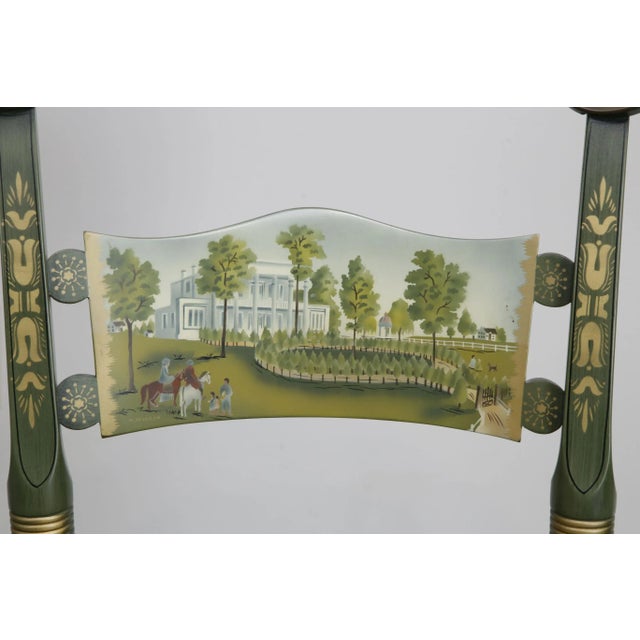 Hitchcock Green Painted "Andrew Jackson's Hermitage" Cane Seat Side