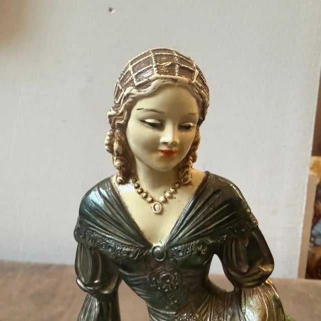 A 1930s Art Deco Spelter and Marble French Statue of a Woman and a Pheasant For Sale - Image 6 of 15