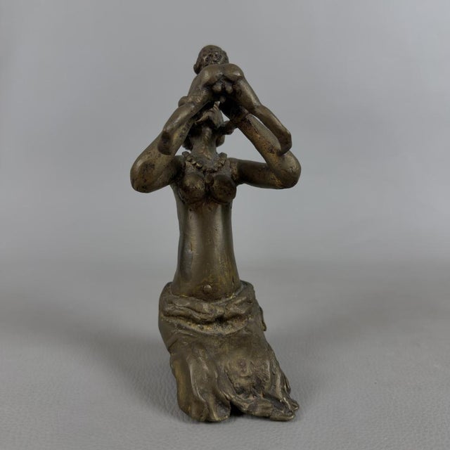 1950s Ancient Bronze Tribal Maternity Sculpture, 1950s For Sale - Image 5 of 12