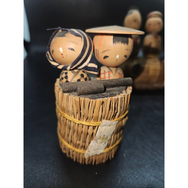 Vintage Kokeshi Doll Lot of 10 or more Wood Vintage Made in Japan Japanese Ornamental