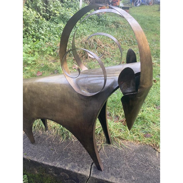 Large Handmade Ram Sculpture in Brass, 1970s For Sale - Image 11 of 18