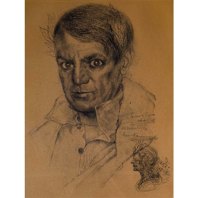 Surrealism 1970s Salvador Dali Portrait of Picasso (Ochre) For Sale - Image 3 of 5