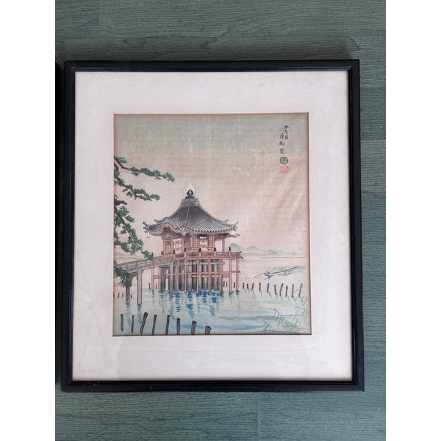Japanese 1930s Tokuriki Tomikichiro Japanese Woodblock Prints, Set of 6, Shin Ōmi Hakkei For Sale - Image 3 of 12