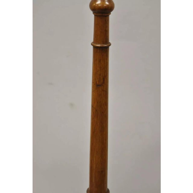 Vintage English Regency Style Mahogany Floor Table Lamp With Carved Harp Gallery For Sale In Philadelphia - Image 6 of 11
