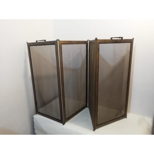 Large Brass Fireplace Spark Guard, Italy, 1930s For Sale - Image 6 of 9