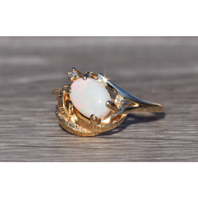 The Lompoc: Australian Opal and Diamond Ring in Yellow Gold For Sale - Image 4 of 10