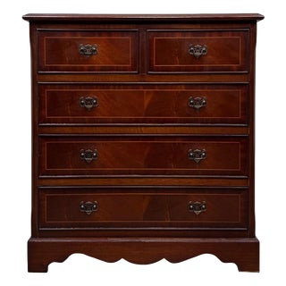 Antique English Inlaid Mahogany Chest of Drawer For Sale
