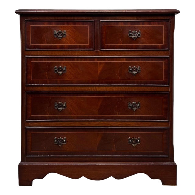 Antique English Inlaid Mahogany Chest of Drawer For Sale