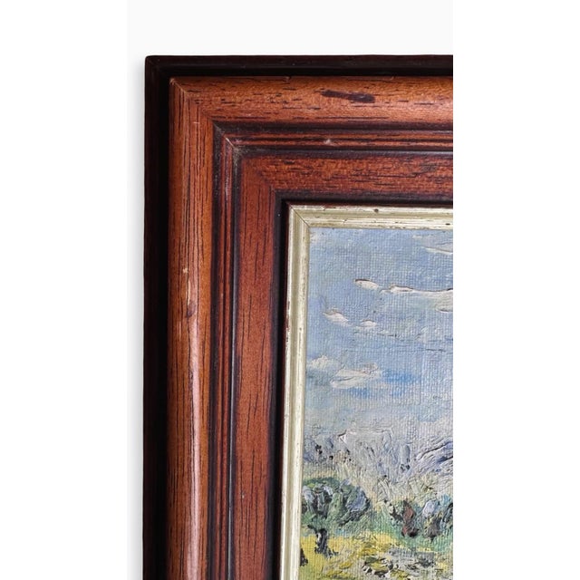 1970s Original French Oil Painting of Lavender Fields in Provence, Framed Impressionist Landscape For Sale In Philadelphia - Image 6 of 9