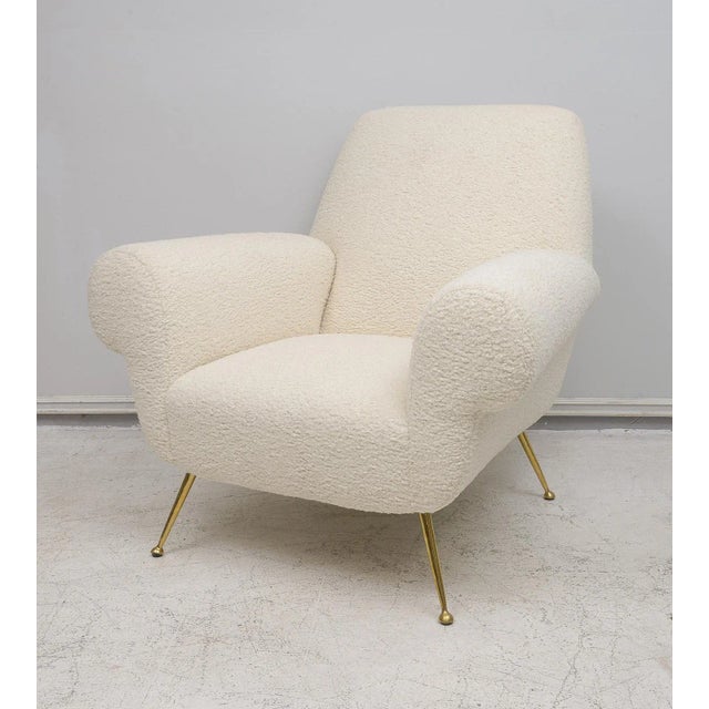 Pair of Italian-Mid-Century Lounge Chairs Upholstered in Boucle. Set of 2.