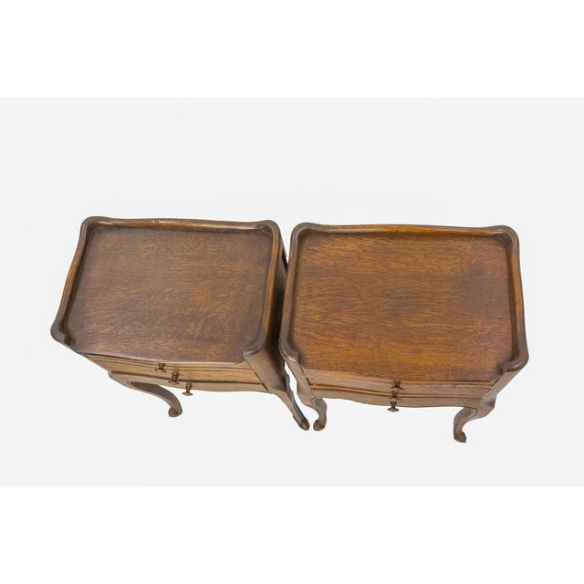 French Louis XV Style Nightstands in Oak, 1970s, Set of 2 For Sale - Image 9 of 10