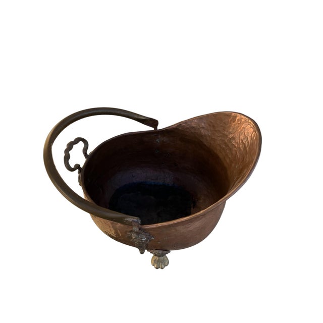 Antique French Copper & Brass Coal Bucket Fireside Bin For Sale - Image 10 of 11