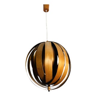 Mid-Century Wooden Pendant Lamp by Hans-Agne Jakobsson, Sweden, 1960s For Sale