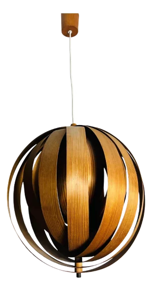 Mid-Century Wooden Pendant Lamp by Hans-Agne Jakobsson, Sweden, 1960s