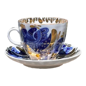 Lomonosov Navy Blue and Gold Demitasse Cup and Saucer