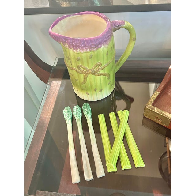 From a 1970’s estate near New Orleans, this set of 7 drink stirrers are ceramic and made in the shape of a stalk of...