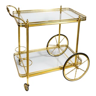 Hollywood Regency Two Tier Bar Cart With Removable Tray, Italy, Circa 1960 For Sale