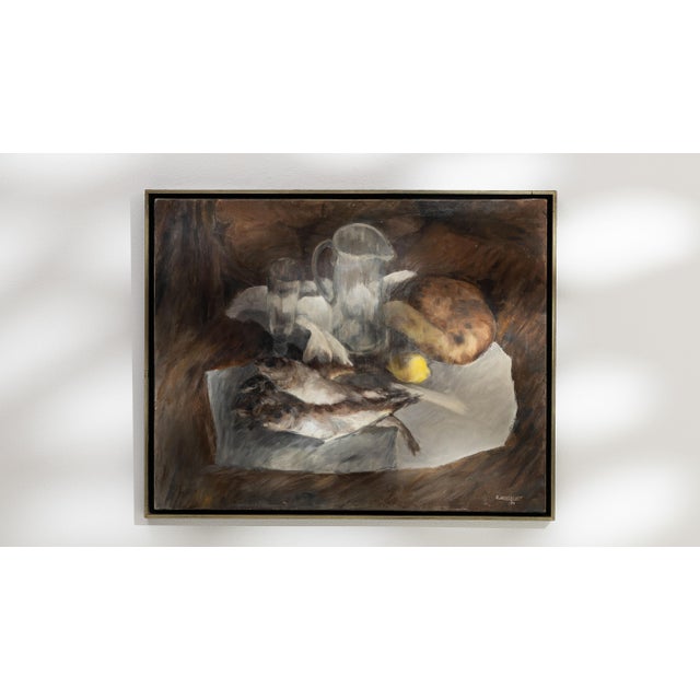 Sienna Mid 20th Century France Sienna Canvas Painting For Sale - Image 8 of 15