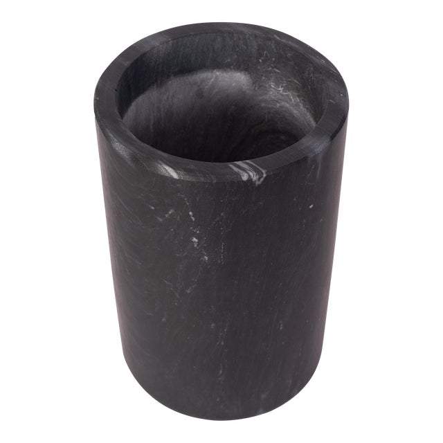 Artifacts Trading Company Marble Cylinder Wine Cooler in Black For Sale