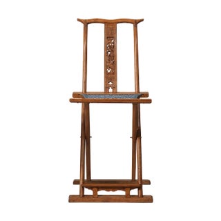 Folding Travel Chair with Carved Backrest, 2000s For Sale