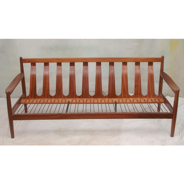 1960s Vintage Sofa with Leather Cushion Cognac, 1965 For Sale - Image 5 of 17