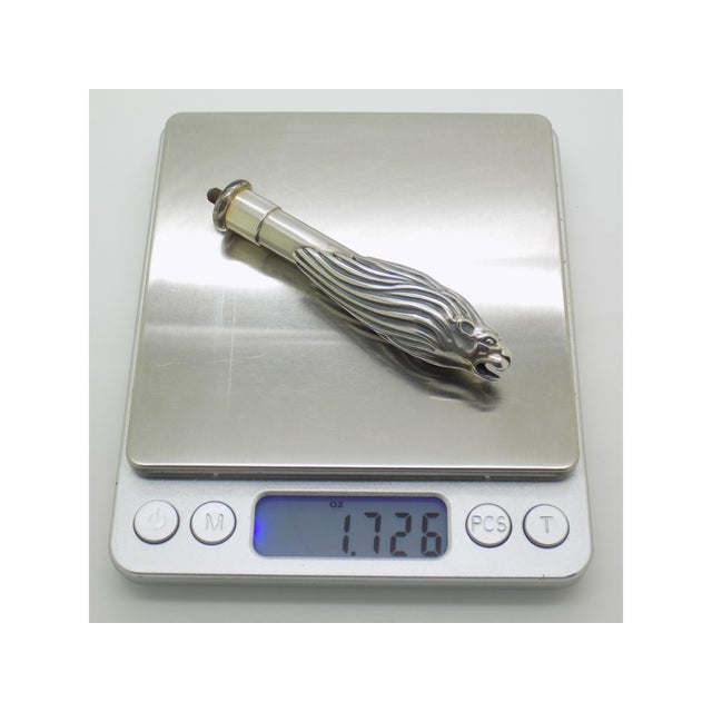 Vintage Italian Sterling Silver 925 Lion Head Ruler Letter Opener by Ottaviani, 1980s For Sale - Image 9 of 11
