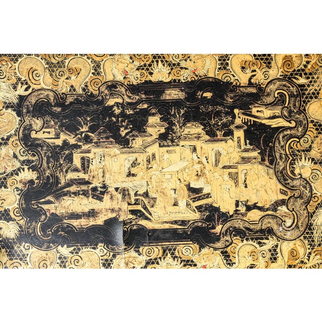 Mid 19th Century Incredible Large Antique Chinoiserie Asian Lacquer Tea Caddy Box Home Decor For Sale - Image 5 of 15