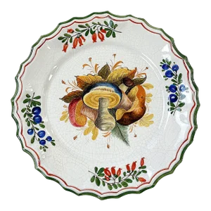 1970's Italian Ceramiche Bassano Mushroom Hand-Painted Plate