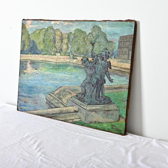 French Vintage Robert Mahias Painting, Versailles Fountain For Sale In Baton Rouge - Image 6 of 10