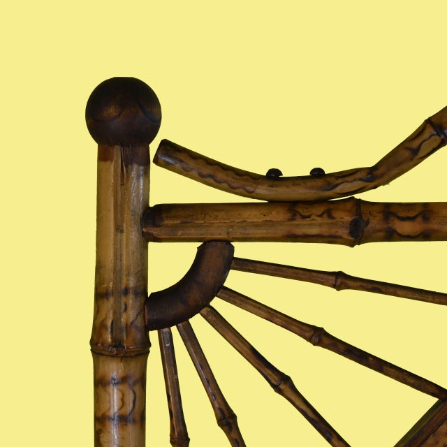 English Burnt Bamboo British Colonial Mirrored Shelf For Sale - Image 3 of 5