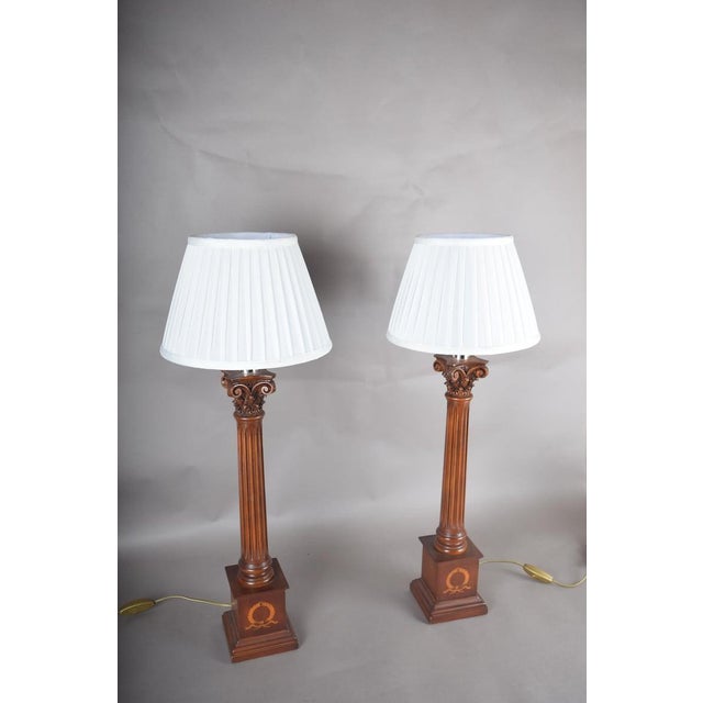 Neoclassical Wooden Fluted Column Table Lamps, 1960s, Set of 2 For Sale - Image 10 of 15