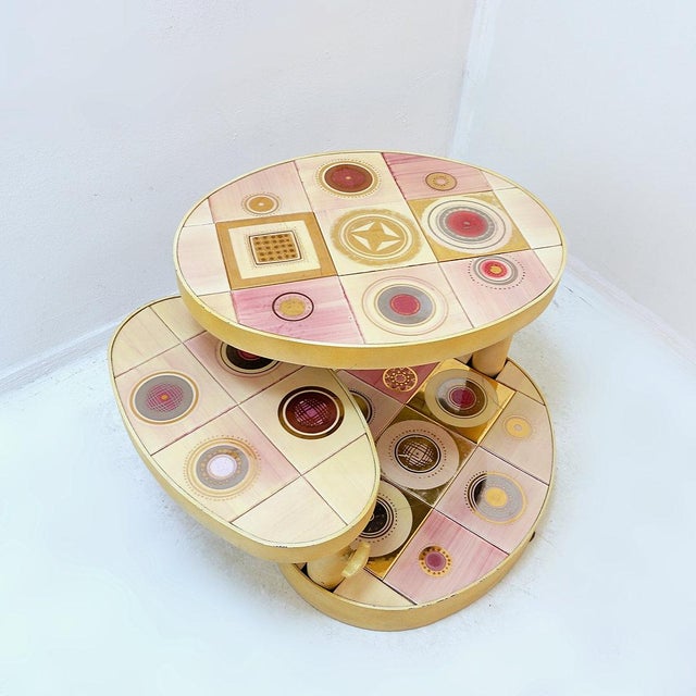 French Pink Ceramic Swivel Coffee Table attributed to Georges Pelletier for Vallauris, 1960s For Sale - Image 16 of 16