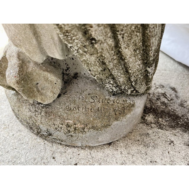 Vintage Heavy Cast Stone Owl Garden Statue by Henri Studio Palatine