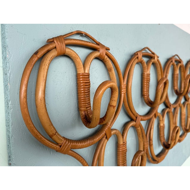 Bamboo and Wicker Coat Rack, Italy, 1960s For Sale - Image 10 of 12