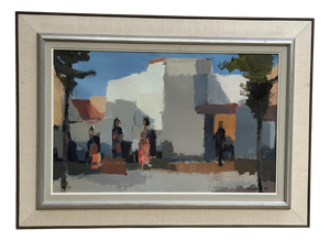 Stig Wernheden, Southern City Scene, 1960s, Oil on Canvas, Framed