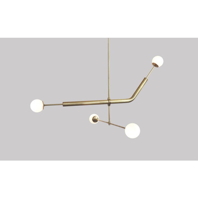 Brass Pendant Chandelier with Glass Globes by Naama Hofman for Naama Hofman Light Objects For Sale - Image 4 of 4